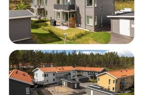 Modern marklägenhet med uteplats i Stockfallet